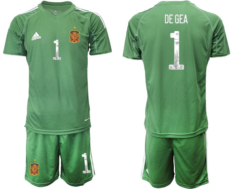 Men 2021 World Cup National Spain army green goalkeeper #1 Soccer Jerseys->spain jersey->Soccer Country Jersey
